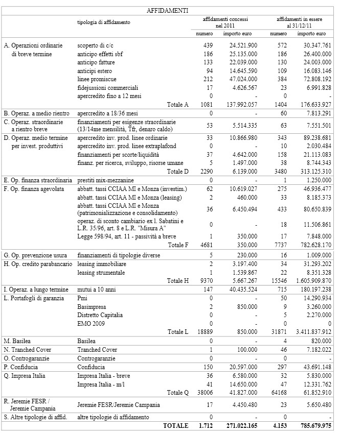 Affidamenti Confidi 2010